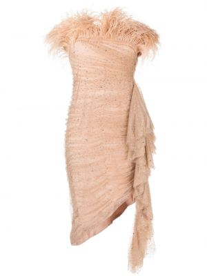 Ασύμμετρη κοκτέιλ φόρεμα με φτερά Badgley Mischka