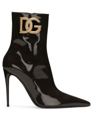 Botine din piele de lac Dolce & Gabbana negru