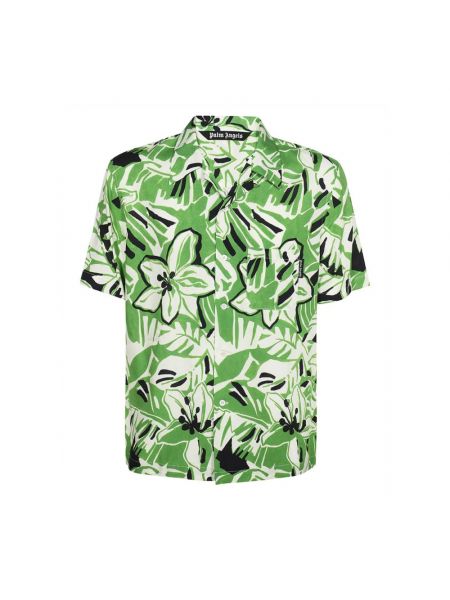 Koszula z wiskozy Palm Angels zielona