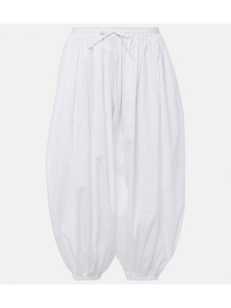 Плисирани relaxed памучни панталон Alaia бяло
