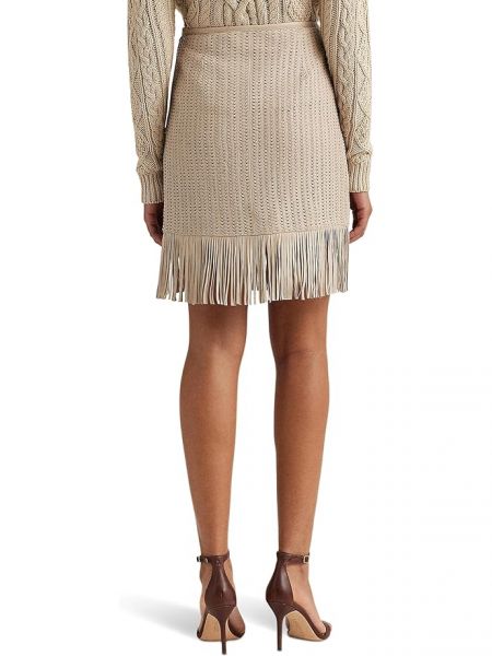 Плетеная кожаная юбка с бахромой Lauren Ralph Lauren