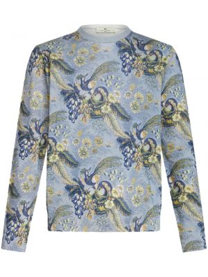 Žakardinis medvilninis megztinis Etro mėlyna