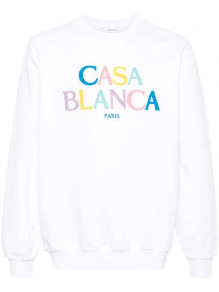 Sweat-shirt long brodé Casablanca blanc