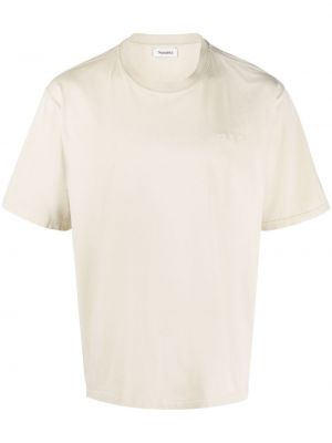 Памучна тениска бродирана Nanushka бяло