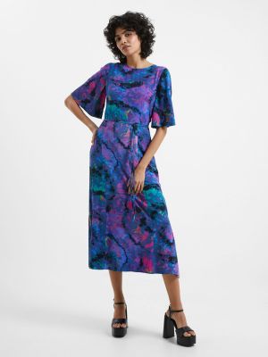 Платье миди с принтом с абстрактным узором French Connection синее