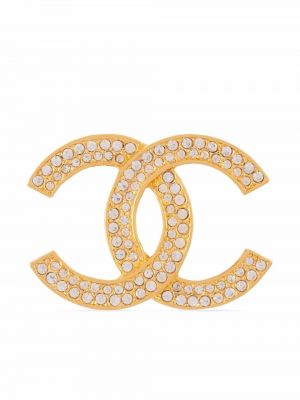 Broša ar kristāliem Chanel Pre-owned zelts