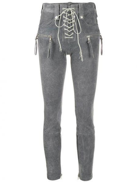 Pantalones de cintura alta de encaje Unravel Project gris