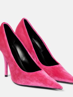 Кадифени полуотворени обувки Balenciaga розово