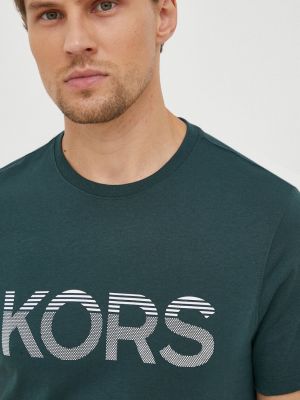 Bavlněné tričko s potiskem Michael Kors zelené