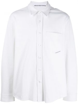 Długa koszula zapinane na guziki bawełniane klasyczne Alexander Wang - biały