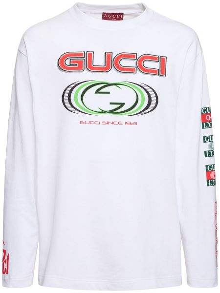 Jersey bomull t-skjorte Gucci hvit