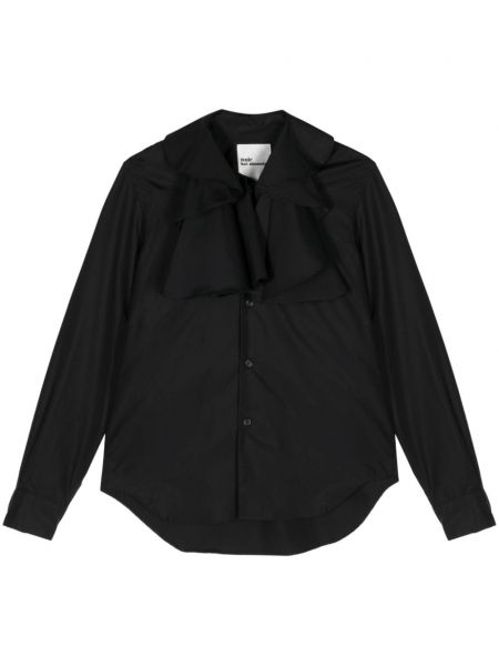 Medvilninė marškiniai su raukiniais Noir Kei Ninomiya juoda