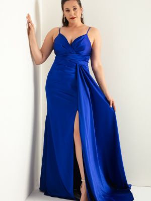 Satynowa sukienka wieczorowa Lafaba niebieska