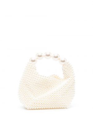 Nákupná taška s perlami Vanina biela