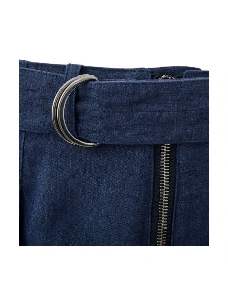 Pantalones rectos de cuero Emporio Armani azul