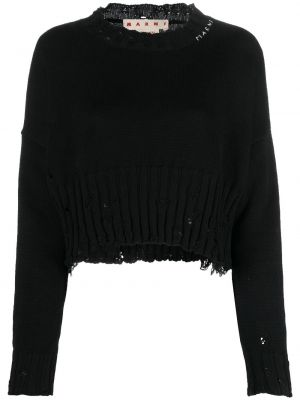 Пуловер с разкъсвания Marni черно