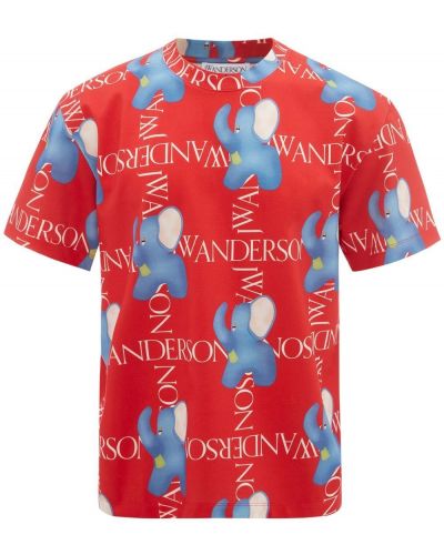 Oversize тениска с принт Jw Anderson червено