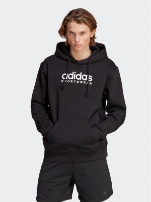 Relaxed флийс суичър с качулка Adidas черно