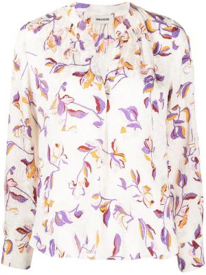 Bluza s cvetličnim vzorcem z v-izrezom Zadig&voltaire bela