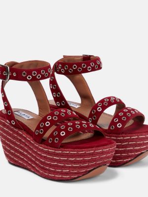 Sandały zamszowe na platformie Alaã¯a czerwone