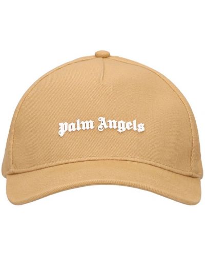 Haftowana czapka z daszkiem bawełniana Palm Angels brązowa