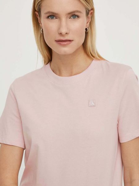 Koszulka bawełniana Calvin Klein Jeans różowa