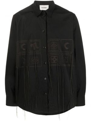 Bavlnená košeľa s výšivkou Nanushka čierna