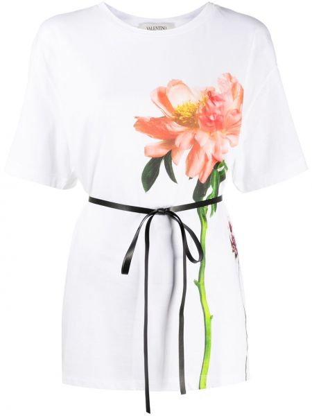 Camiseta de flores con estampado Valentino blanco