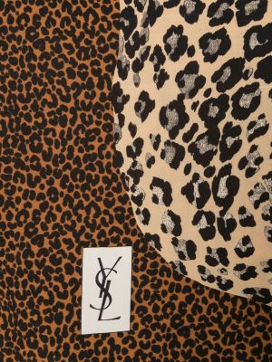 Echarpe en soie à imprimé à imprimé léopard Saint Laurent Pre-owned