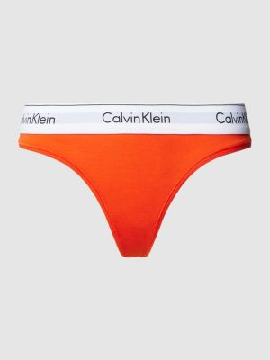 Stringi w jednolitym kolorze Calvin Klein Underwear pomarańczowe