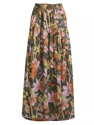 Хлопковая длинная юбка в цветочек с принтом Agua Bendita