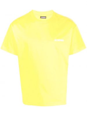 Памучна тениска с принт Jacquemus жълто