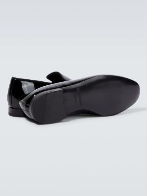 Loafers di pelle in pelle verniciata Giorgio Armani nero