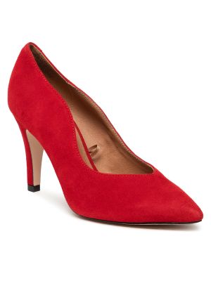 Полуотворени обувки с ток Caprice червено