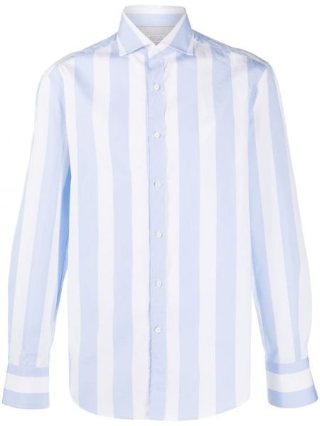 Camisa con botones a rayas Brunello Cucinelli azul
