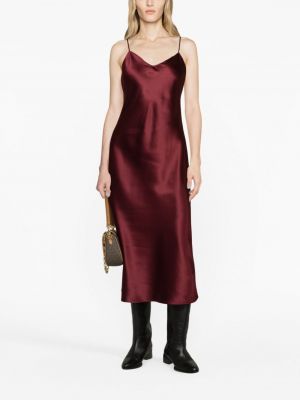 Zīda midi kleita ar v veida izgriezumu Polo Ralph Lauren sarkans