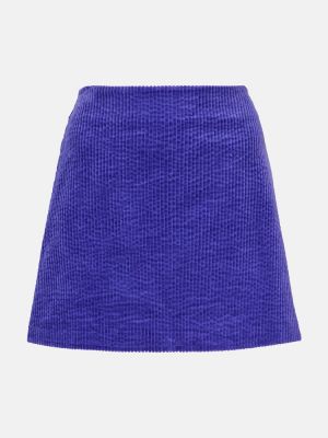 Bavlněné manšestrové mini sukně Ganni fialové