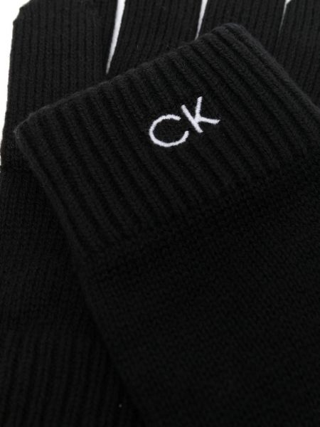 Strick handschuh mit stickerei Calvin Klein schwarz