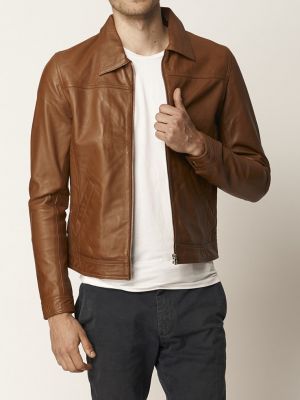 Кожаная куртка Le Temps Des Cerises коричневая