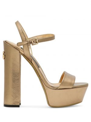 Kožené sandále Dolce & Gabbana zlatá