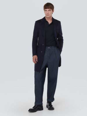 Płaszcz z kaszmiru Giorgio Armani niebieski