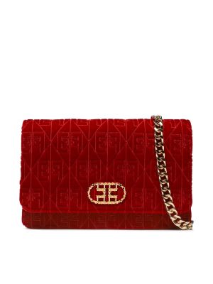 Žametna pisemska torbica iz rebrastega žameta Elisabetta Franchi rdeča
