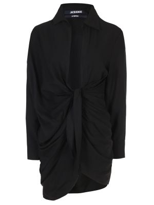 Черное платье-рубашка из вискозы Jacquemus