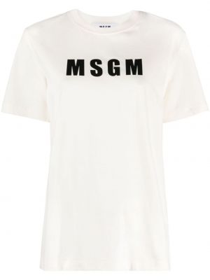 T-shirt en coton à imprimé Msgm beige