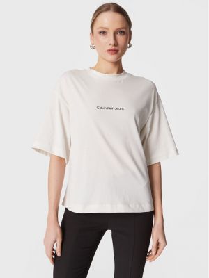 T-shirt large Calvin Klein Jeans blanc