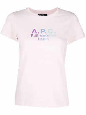 Памучна тениска A.p.c. розово