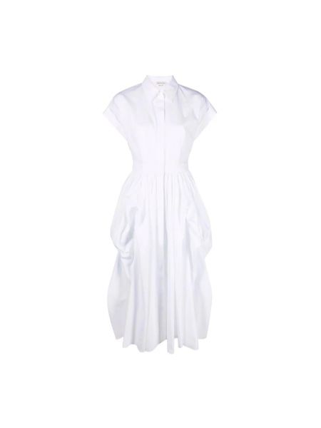 Biała sukienka midi bawełniana Alexander Mcqueen