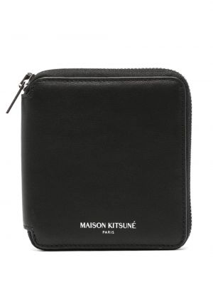 Кожено портмоне с принт Maison Kitsuné