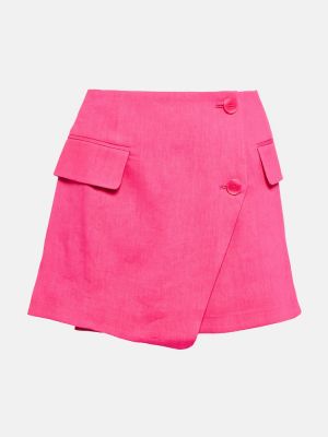 Viskózové lněné business mini sukně Frame - růžová