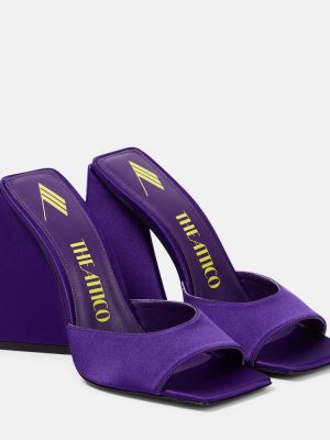 Papuci tip mules din satin The Attico violet